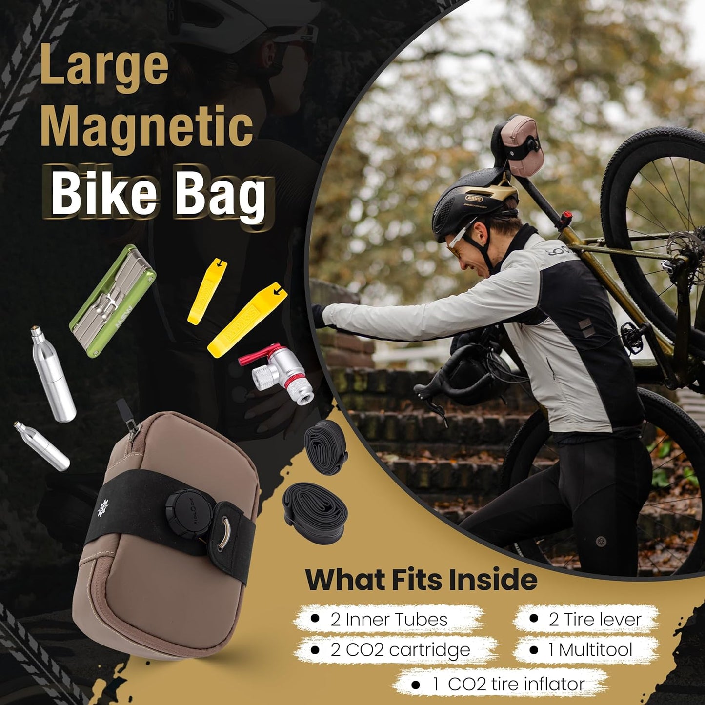 Magnetische Velosatteltasche, Crème L