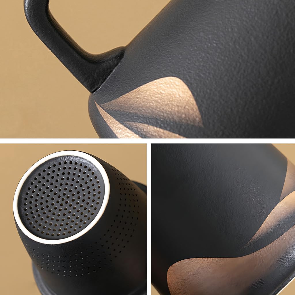 Teetasse mit Deckel und Sieb, Schwarz