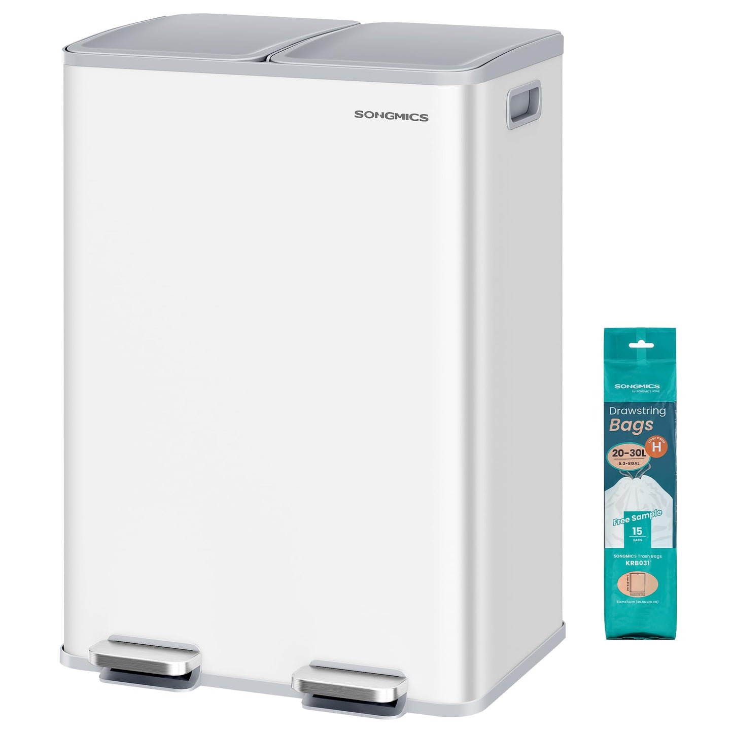 Küchen-Tretmülleimer mit Softclose LTB741W02, mattweiss