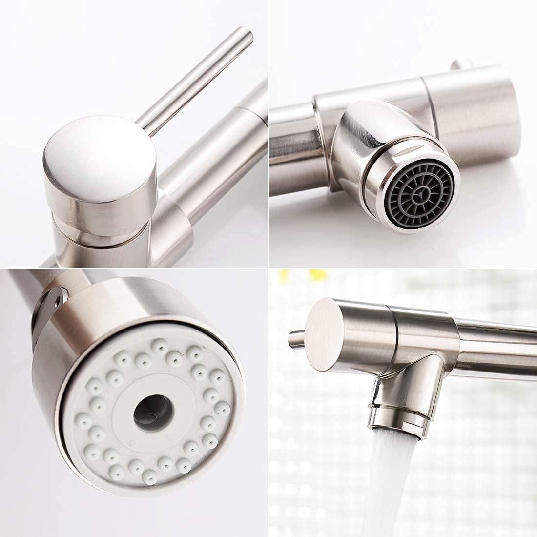 Küchenarmatur mit schwenkbarer Brause, Gebürstetes Nickel