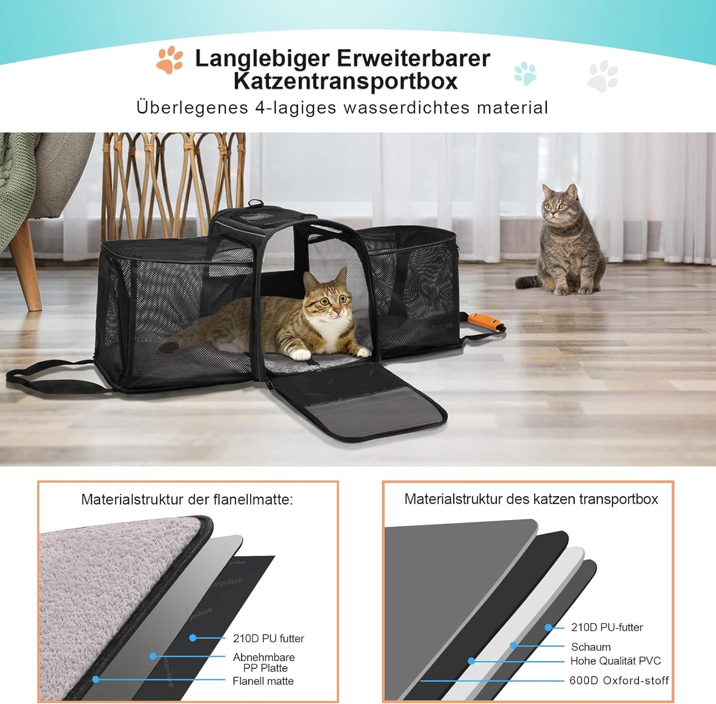 Transportbox, L 45 x B 33 x H 36 cm, Dunkel Grau-Erweiterbare
