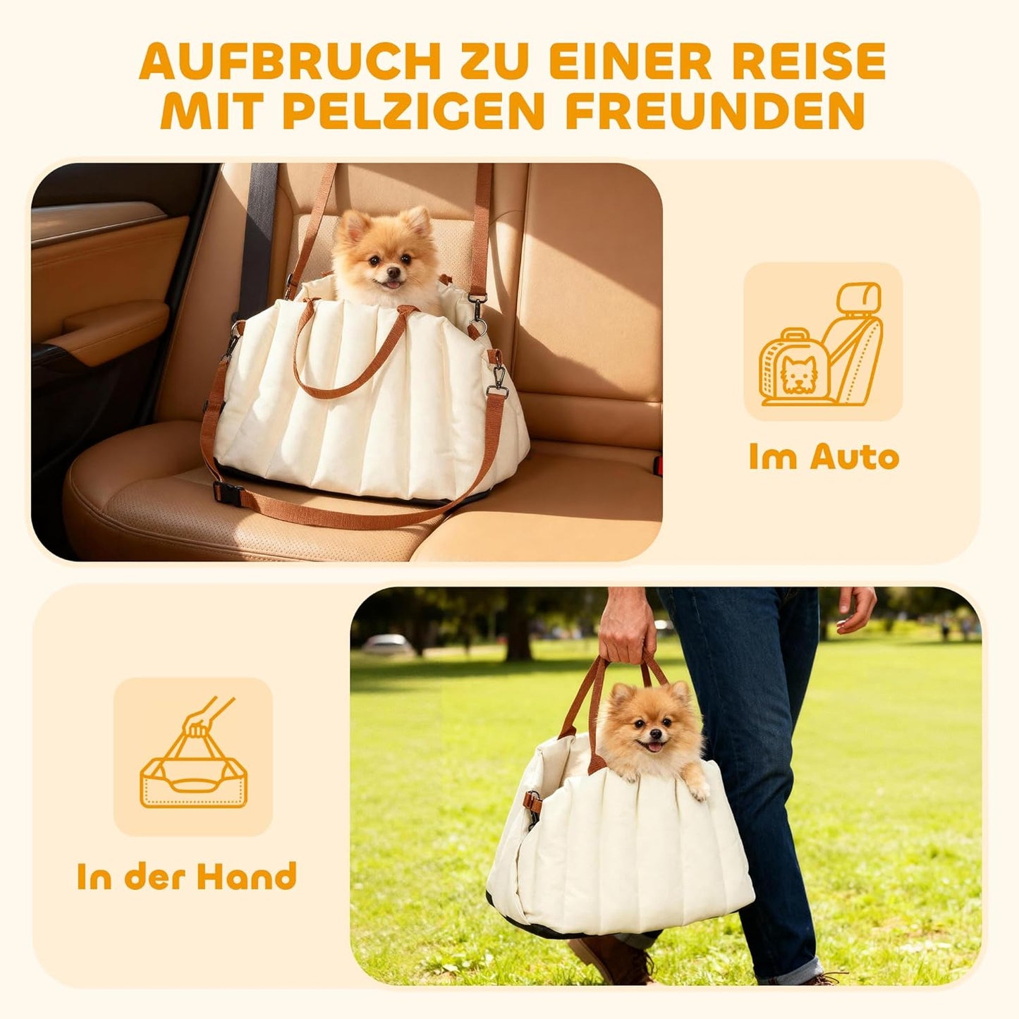 Hundetragetasche mit Sicherheitsgurt