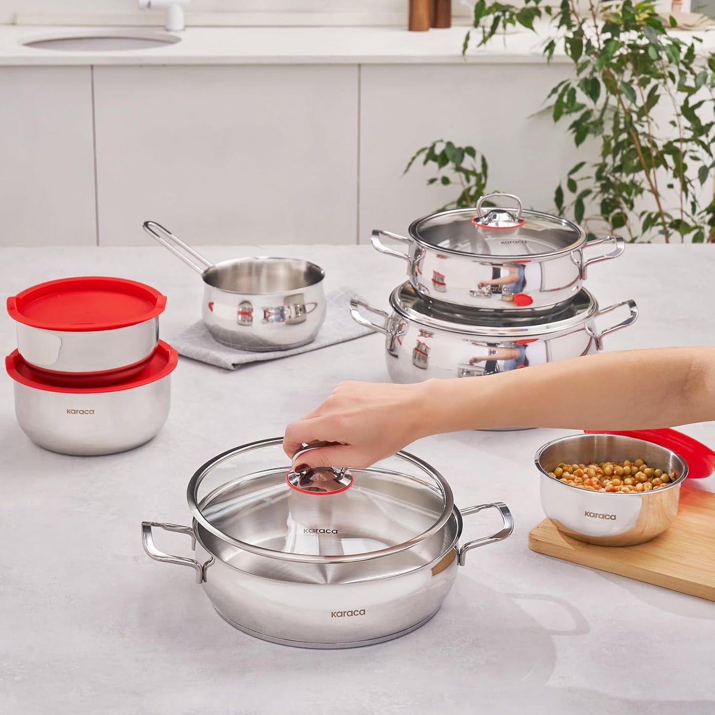 13-teiliges Kochgeschirr-Set mit Vorratsbehälter, 13 Piece - Silver, Silber