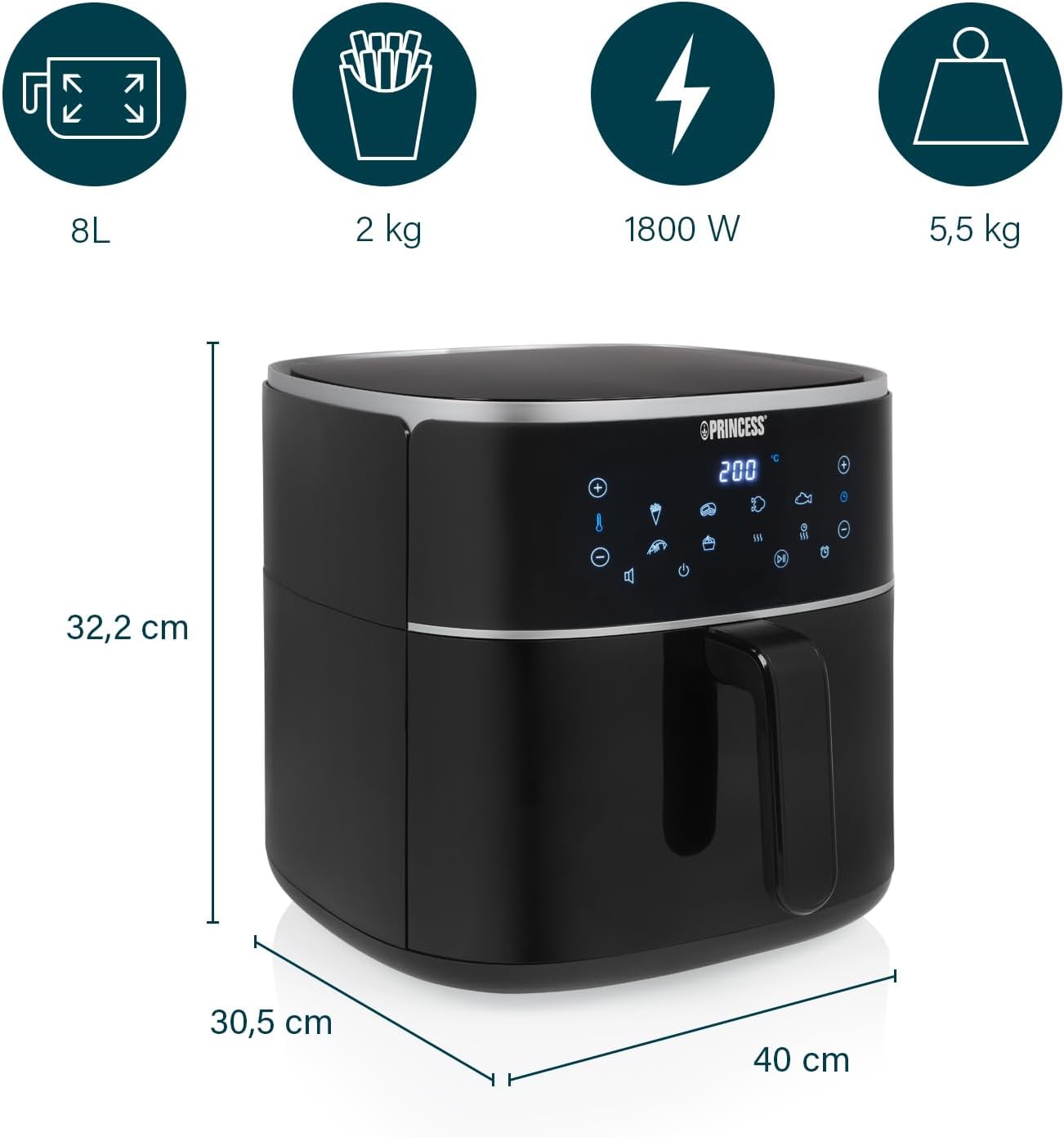 Heissluftfritteuse, 8 Liter