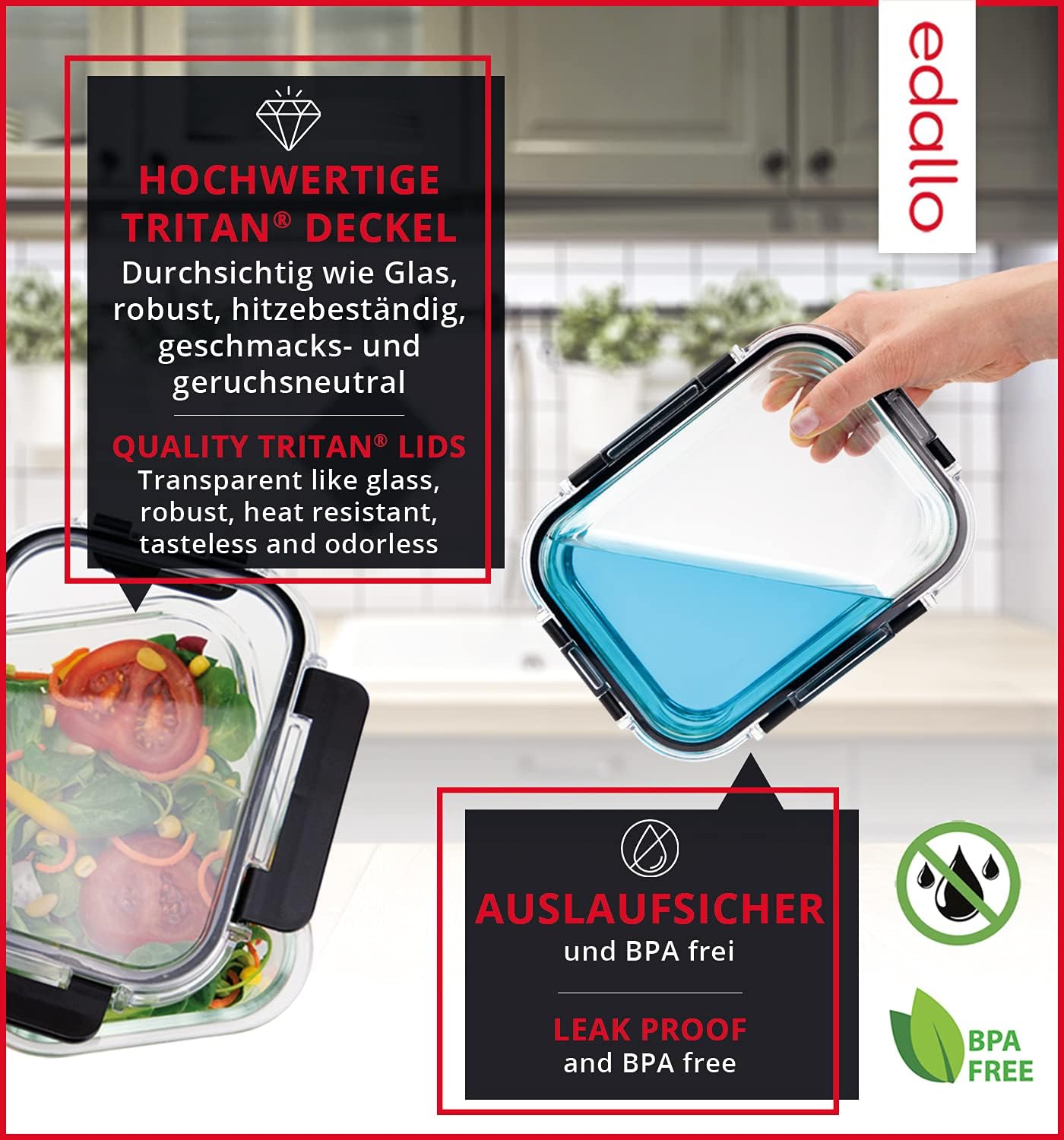 4-teiliges Frischhaltedosen-Set, 4 verschiedene (TRITAN)