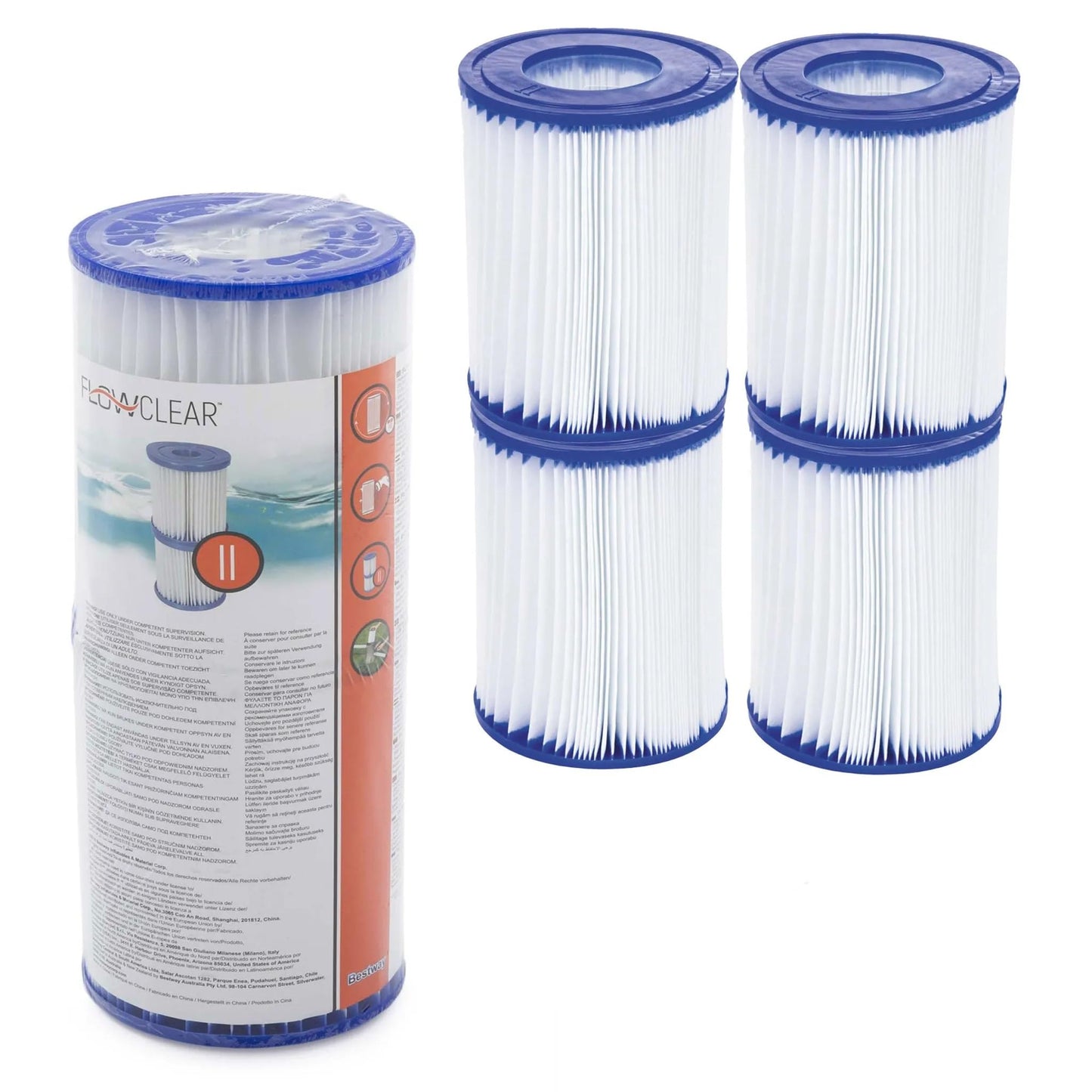 4 Stück Filterkartuschen für Poolpumpen, Grösse 2