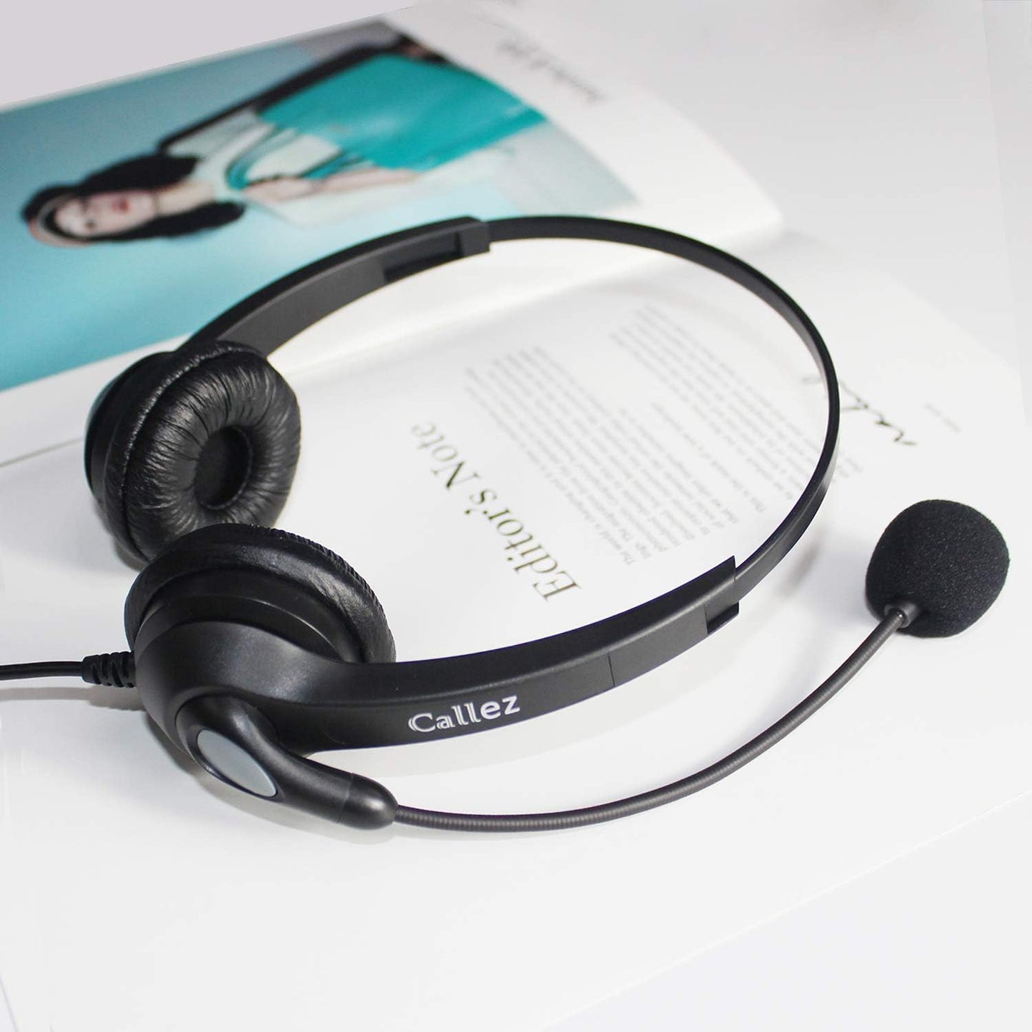 PC Headset mit Mikrofon und Lautstärkeregler, Schwarz