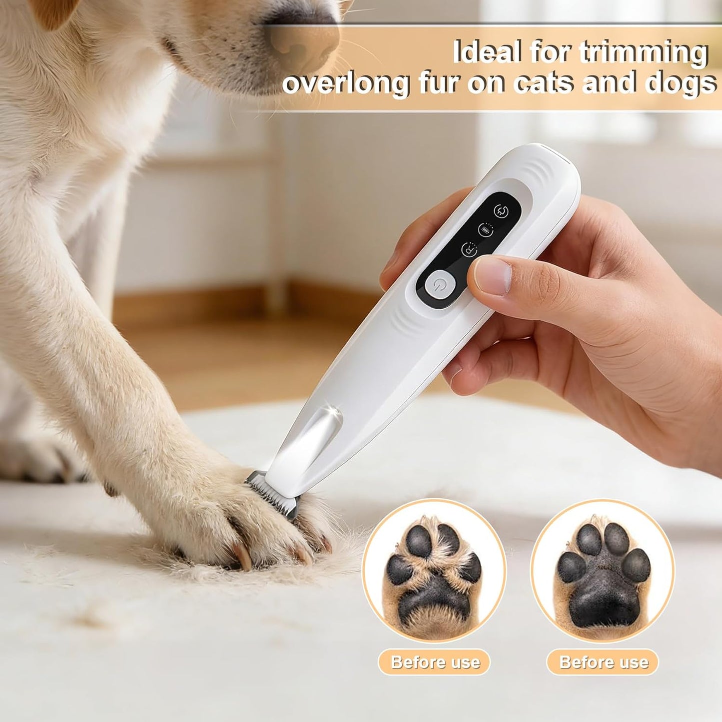 PawTrim Pro Pfotentrimmer F6-02 mit LED-Licht, kabellos, F6-02