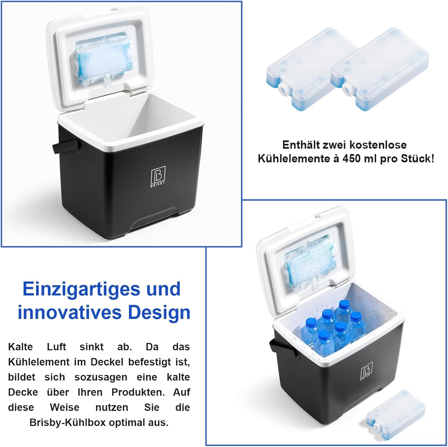 Kühlbox inkl. 2 Kühlelementen, 13 Liter Schwarz