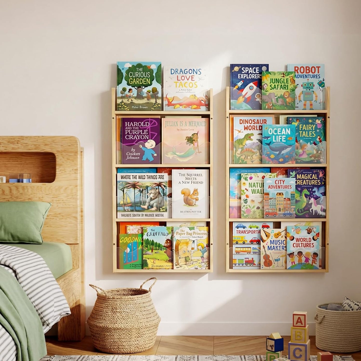 Kinder Bücherregal zur Wandmontage (4 Ebenen)