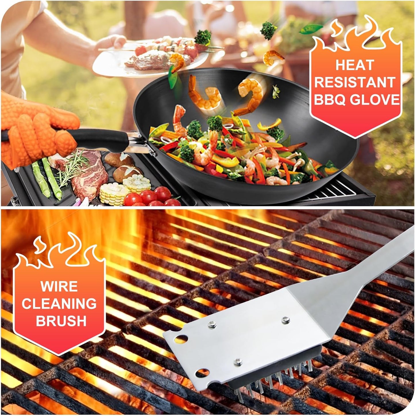 Edelstahl Grillbesteck-Set mit Koffer