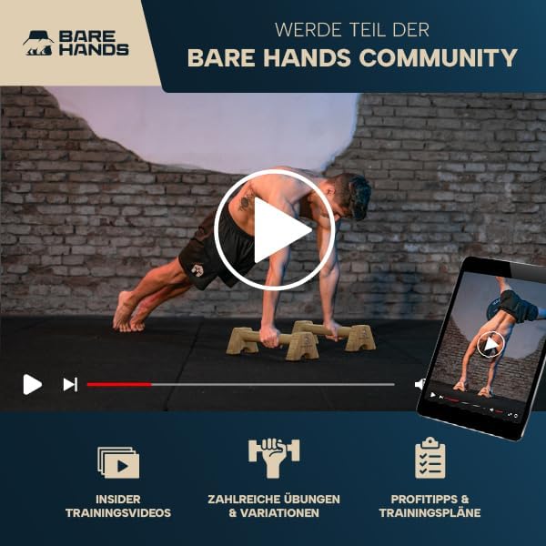 Liegestützgriffe aus Holz für Calisthenics, Modell M - Dunkel