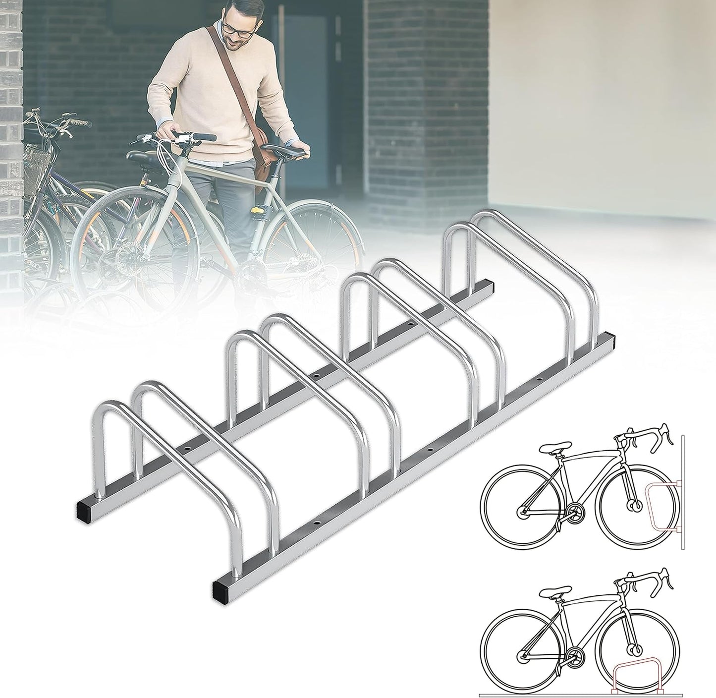 Ständer für 4 Räder, 4 Fahrräder Silber