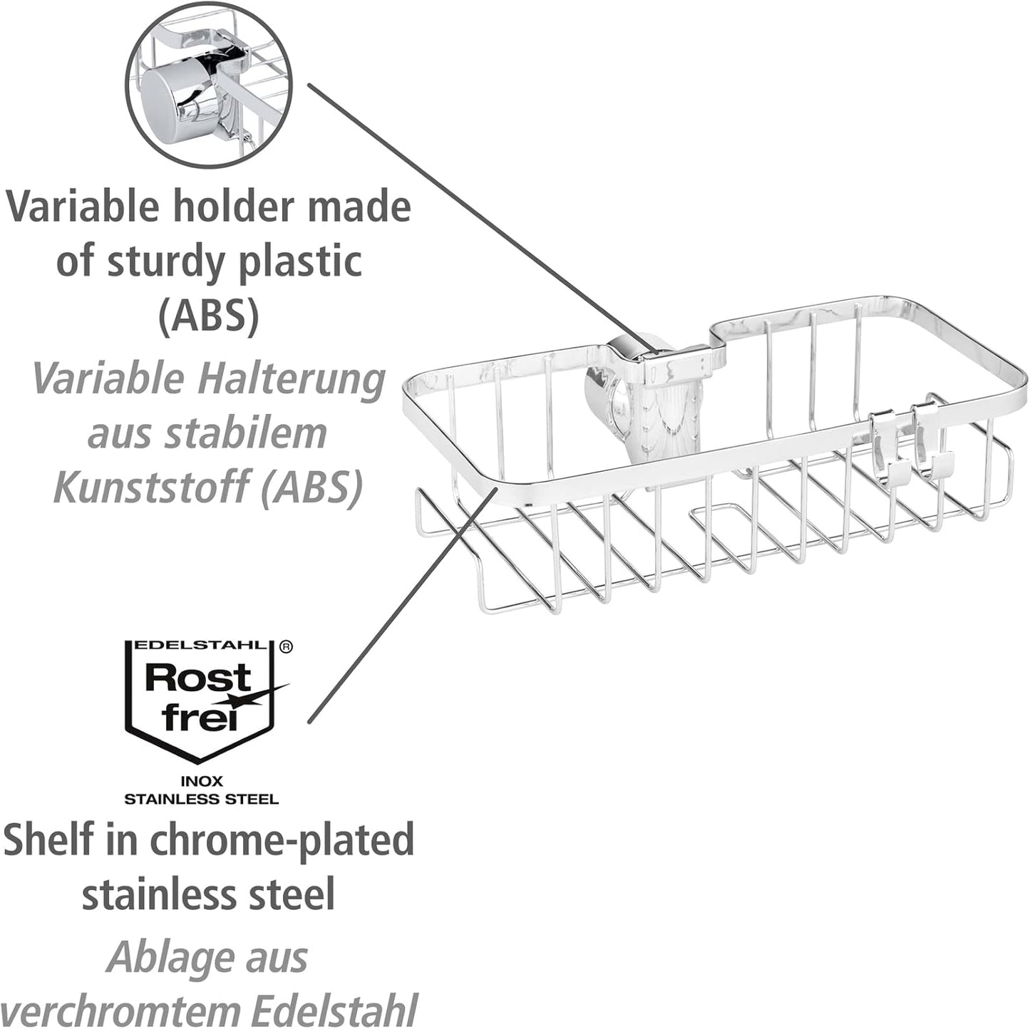 Duschstangen-Caddy Floresta, eckig