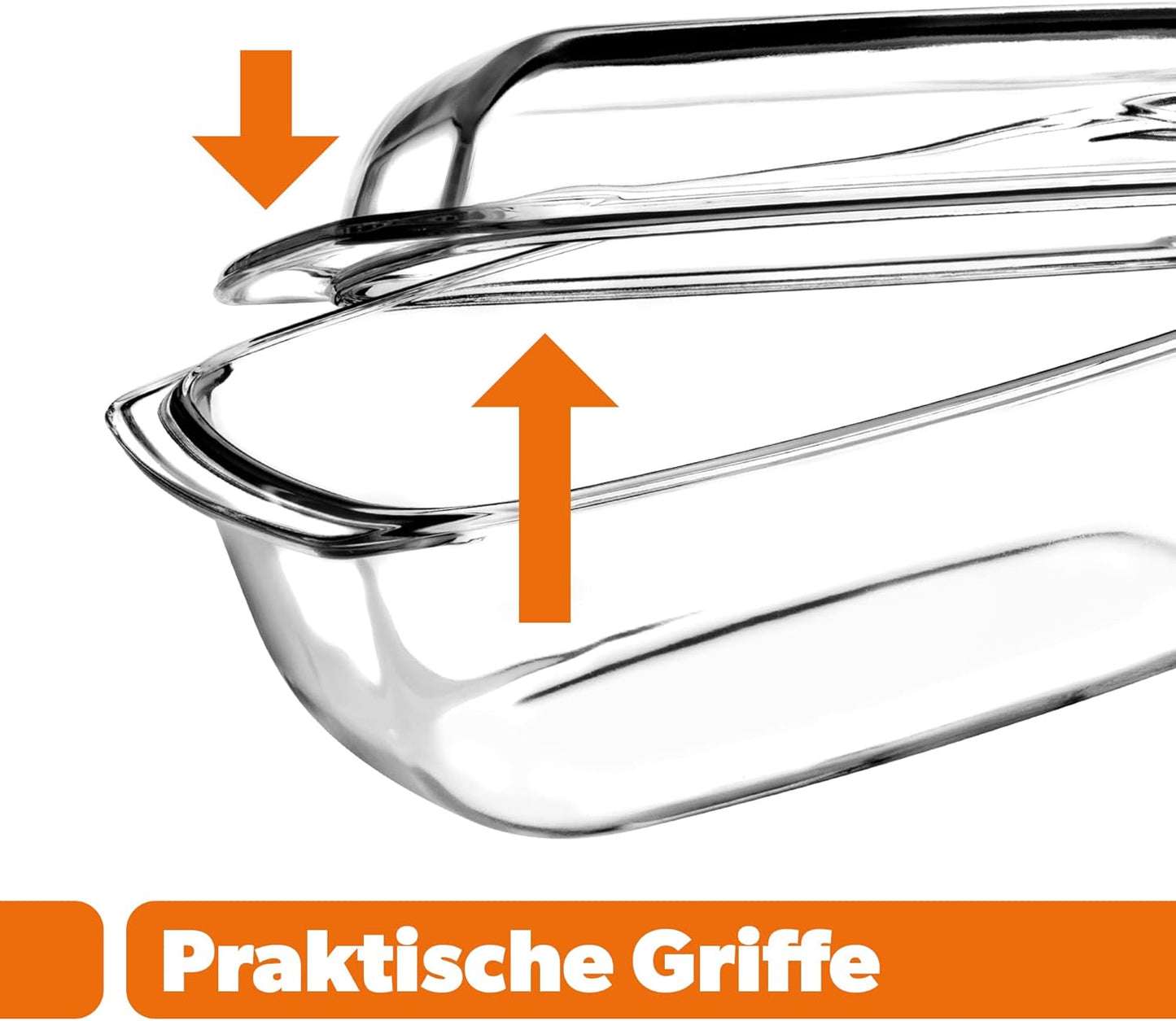 Auflaufform mit Deckel und Griffen, Transparent 5.1 L