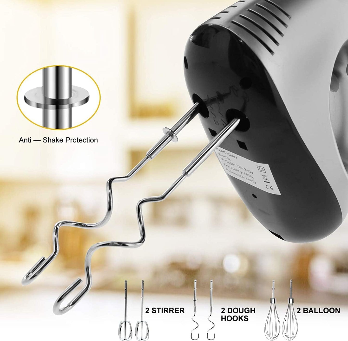 Handmixer mit Zubehör-Set, Silbergrau