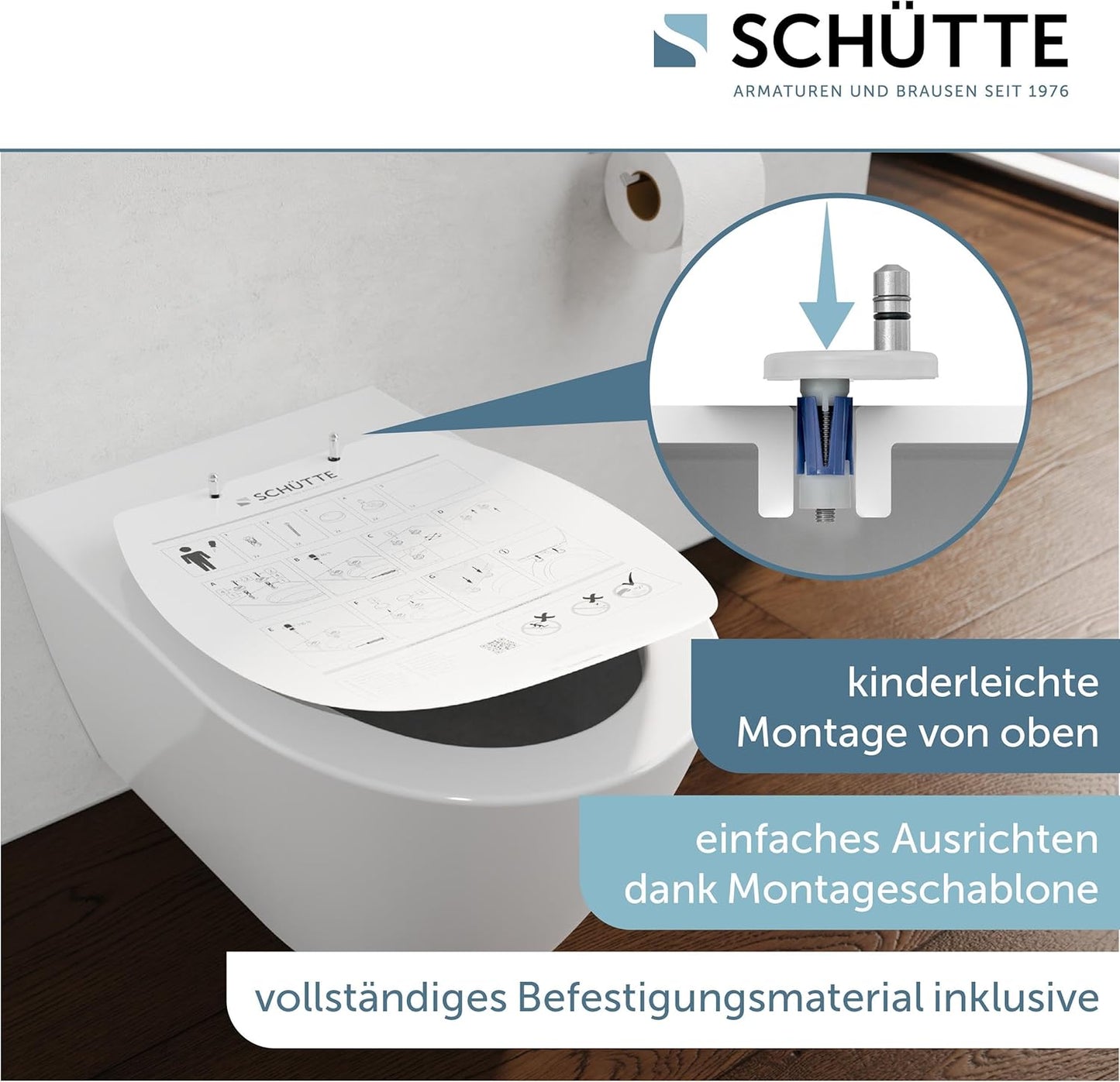 Wrap-Over WC-Sitz mit Absenkautomatik und Montageschablone, Wrap-Over