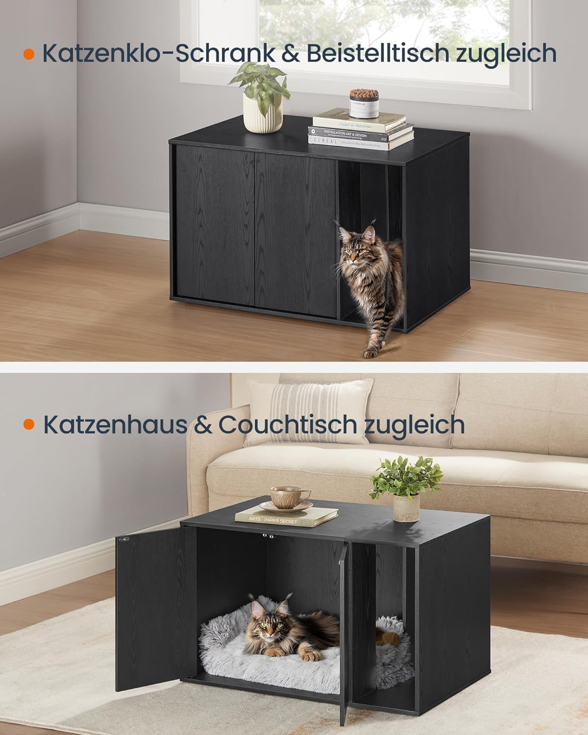 Katzenklo-Schrank mit werkzeugloser Montage, 80 x 50 x 50 cm Minimalstil schwarz