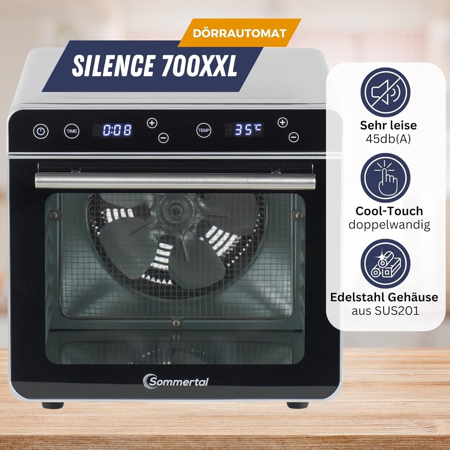 Dörrautomat Silence 700 XXL mit 8 Edelstahlgittern
