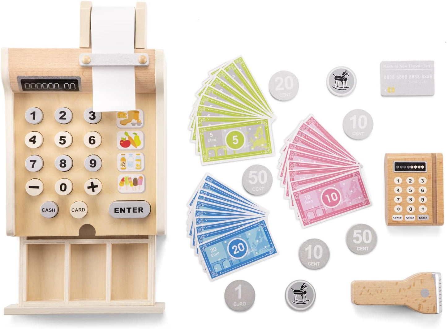 Spiel-Kasse mit Spielgeld und Zubehör, Weiß