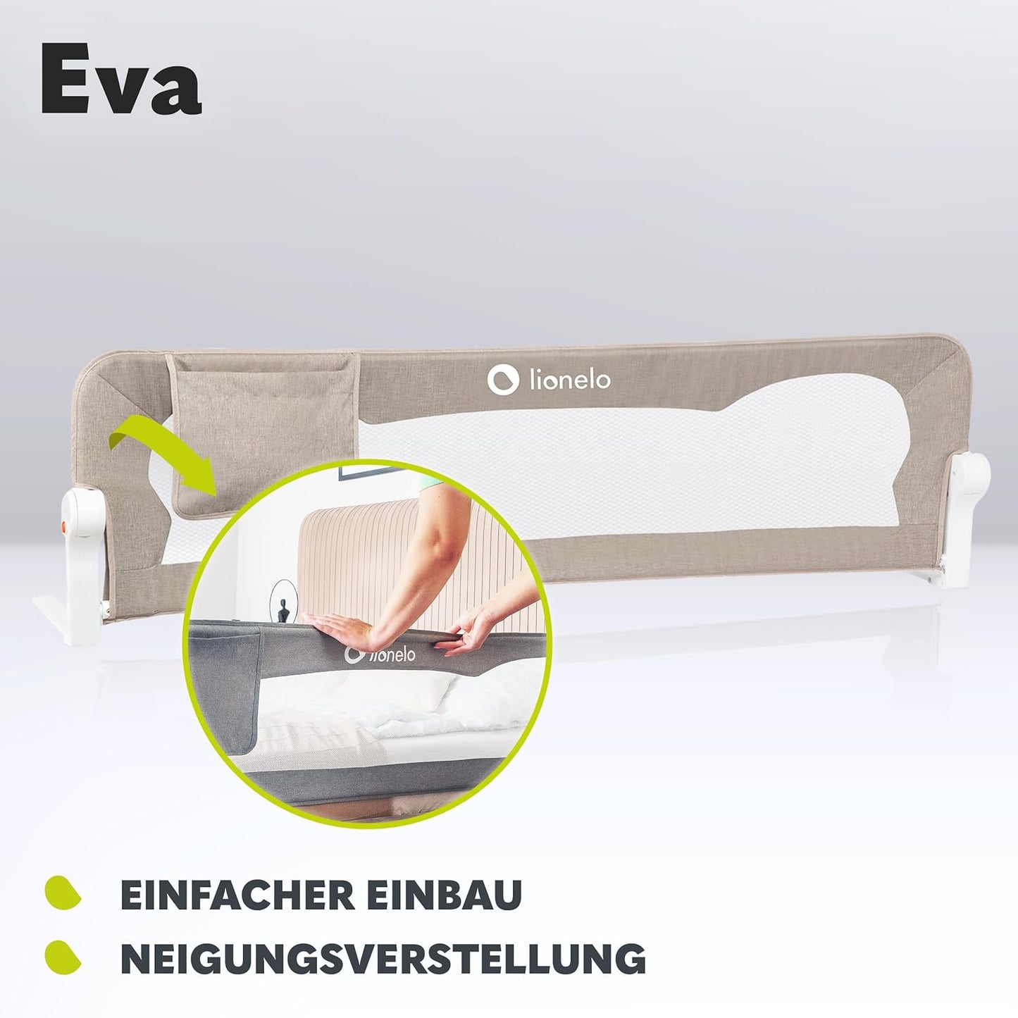 Rausfallschutz Bettgitter klappbar 150 cm, Beige Melange