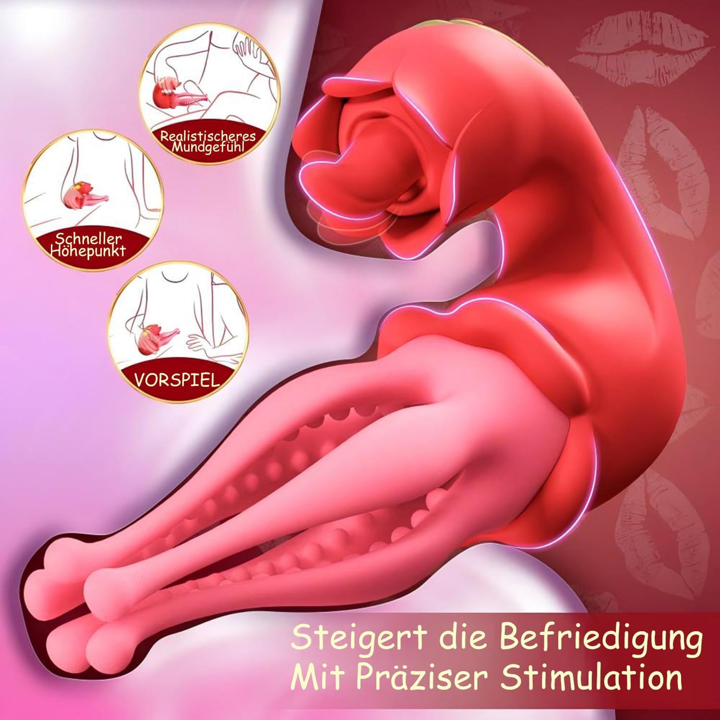 Rosen Zungenvibrator mit 7 Modi