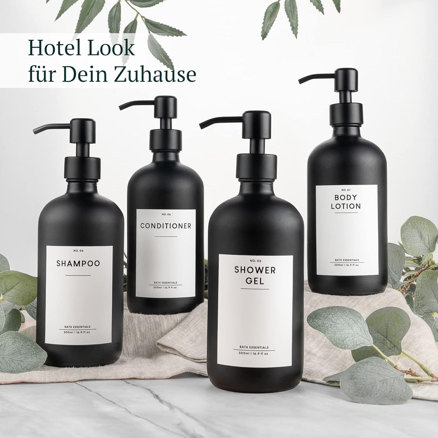 4er-Set Seifenspender, Schwarz-500