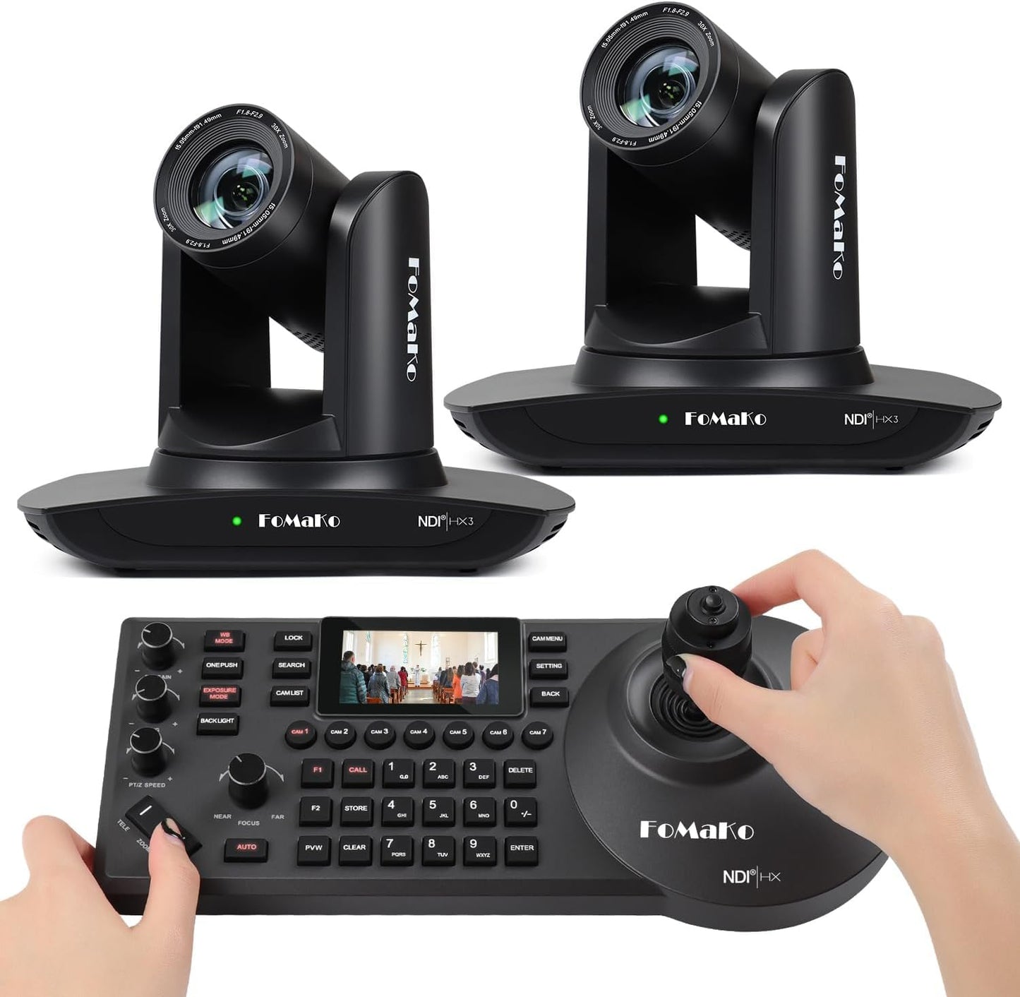NDI HX3 PTZ Kamera-Set mit KI-Auto-Tracking & Controller, 30x NDI AI + NDI PTZ Controller