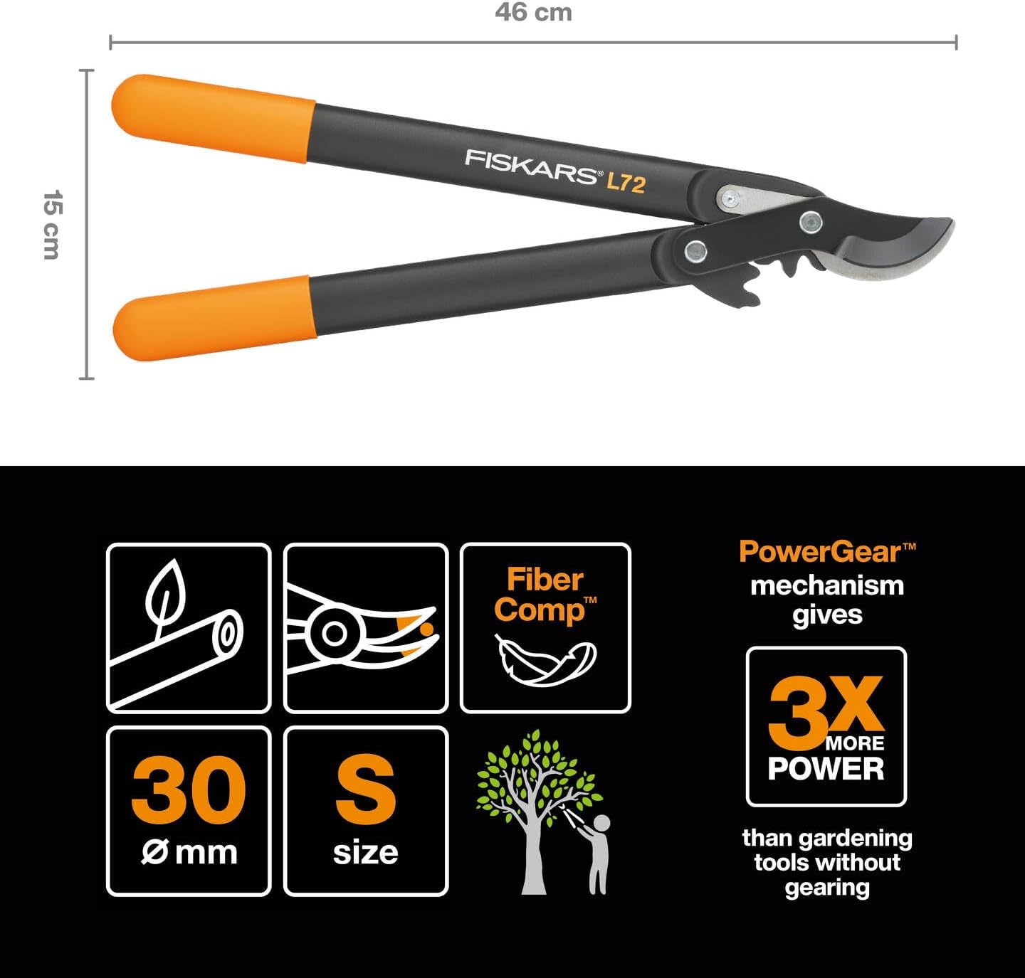 Astschere Bypass PowerGear II, L72 (Ast Ø 2,8 cm)