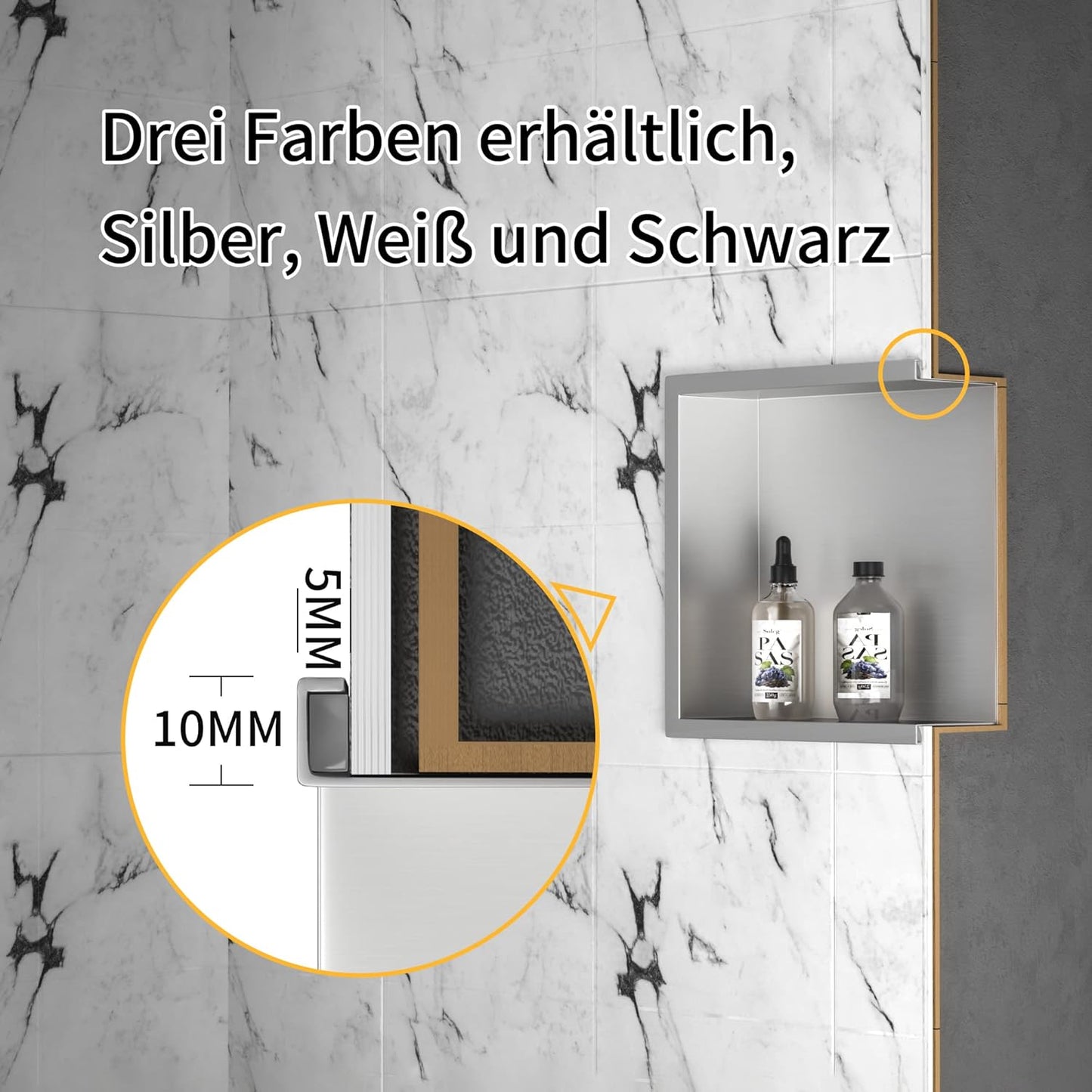 Einbau Duschnische, Silber 30 x 30 x 10 cm