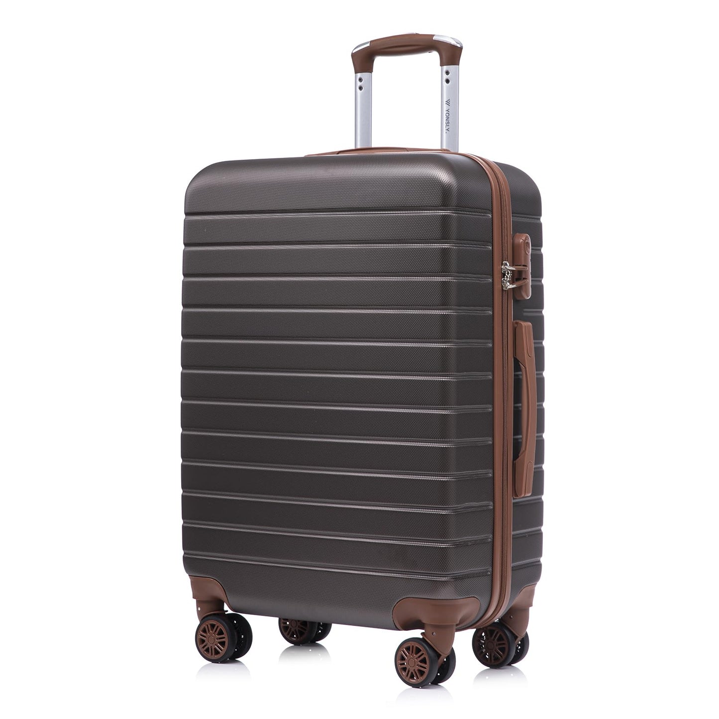 Reisekoffer Handgepäck Trolley-Set mit Zahlenschloss, L (66cm-66L) YS15 Braun