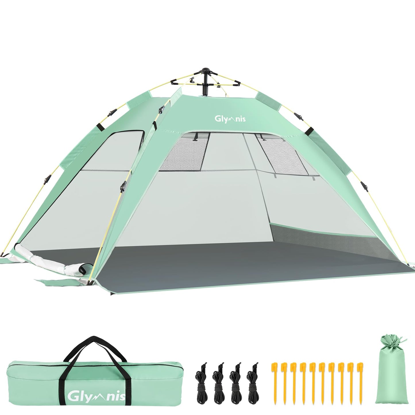 Strandmuschel Quick Up mit UV-Schutz und Windschutz, Grün