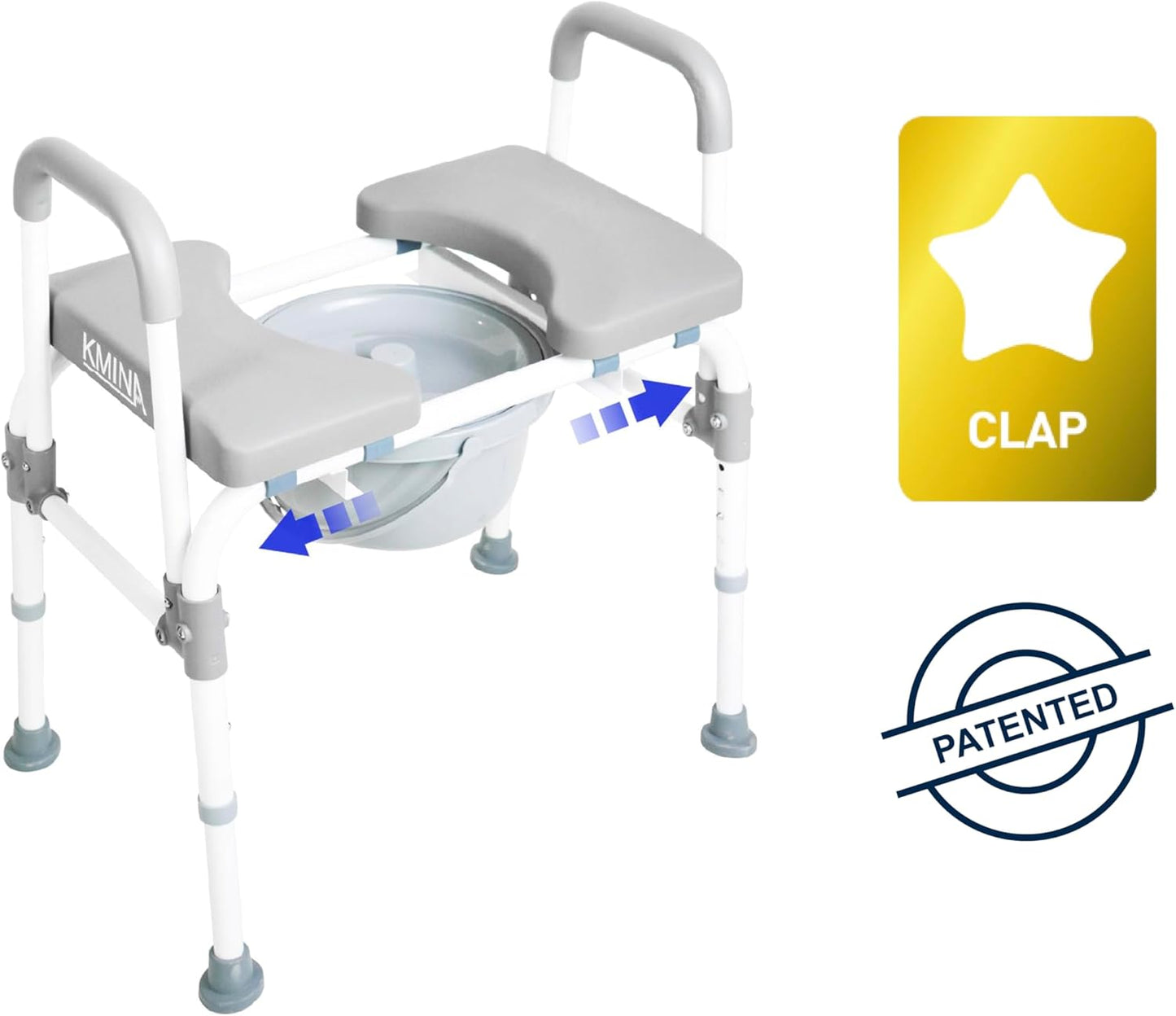 Verstellbare Toilettensitzerhöhung mit Armlehnen, Weiss