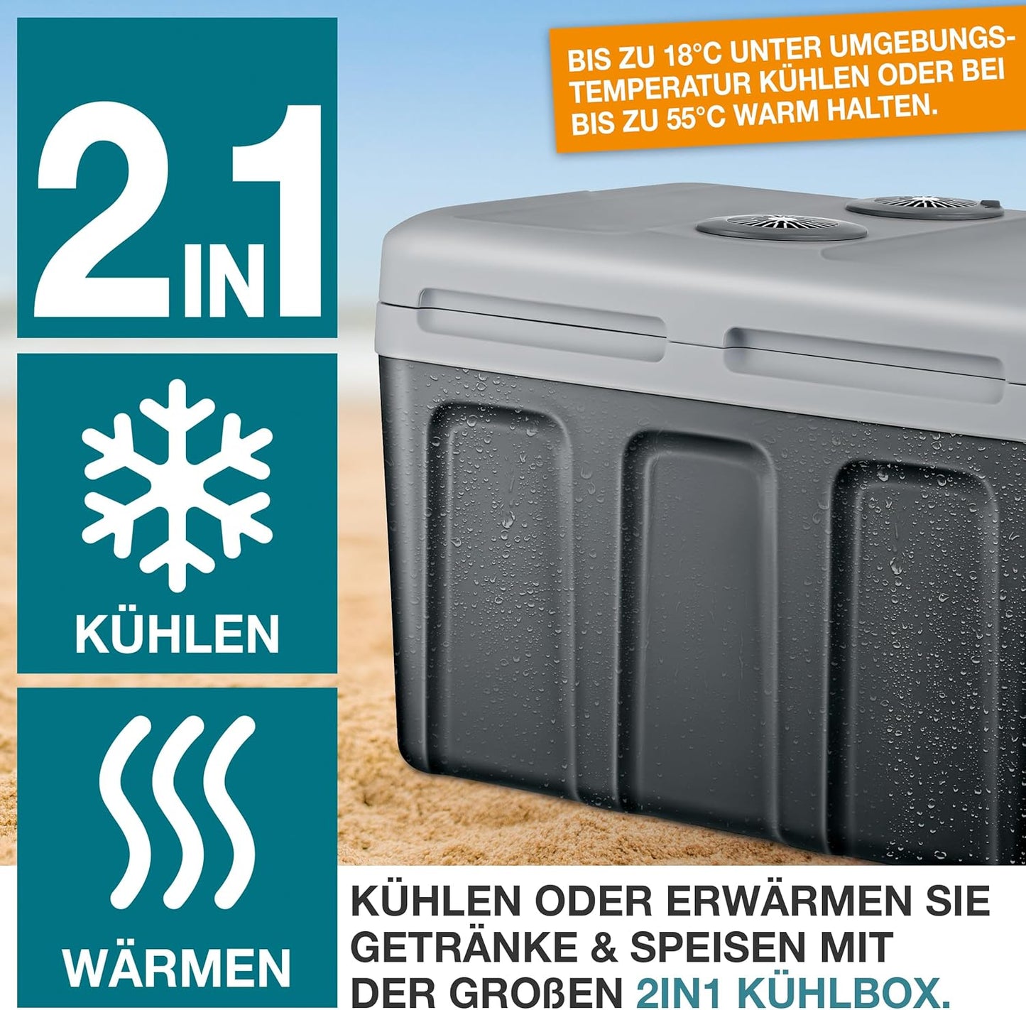 Kühlbox mit Kühl- und Heizfunktion, Grau