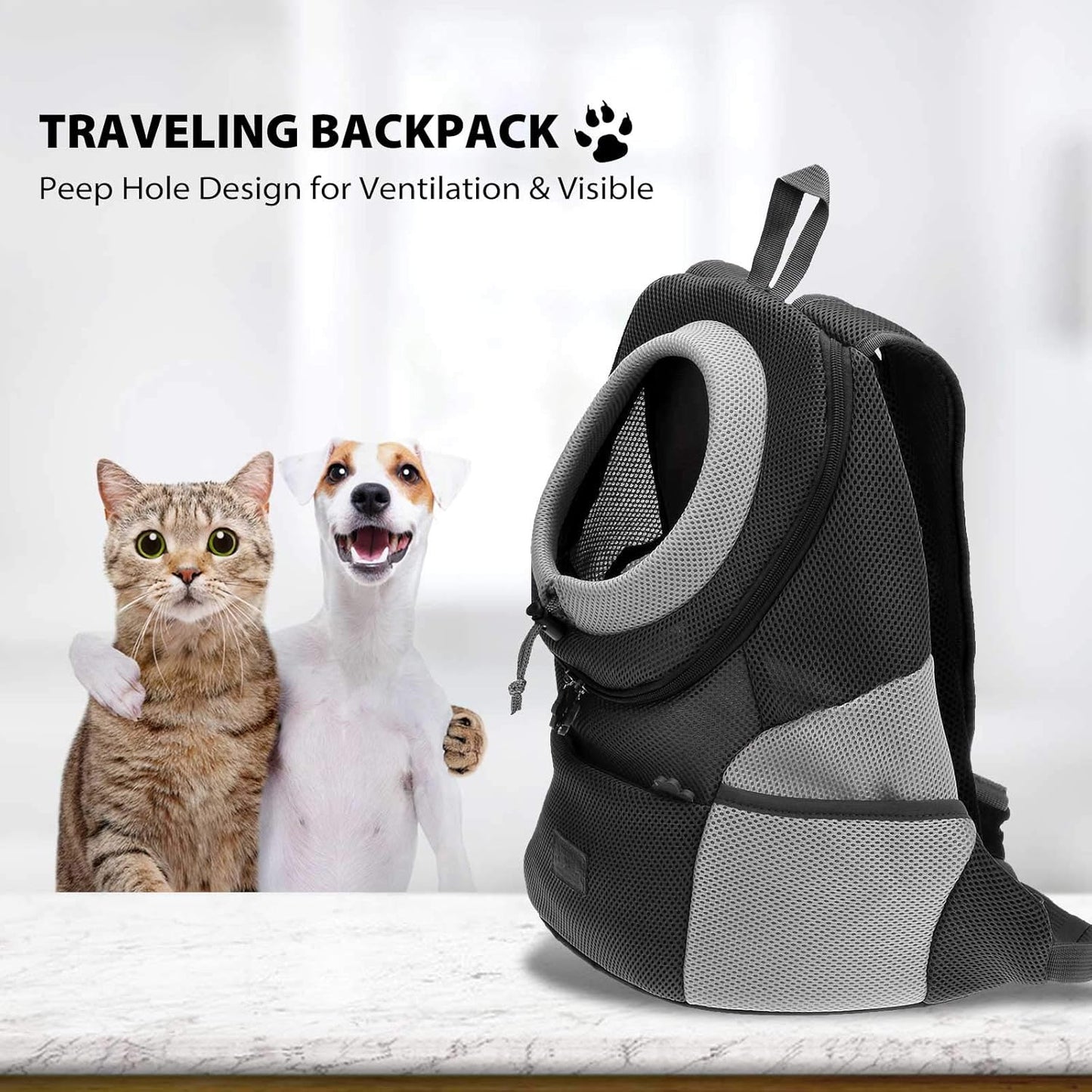 Rucksack für Haustier, L 38 x B 20 x H 42 cm Schwarz