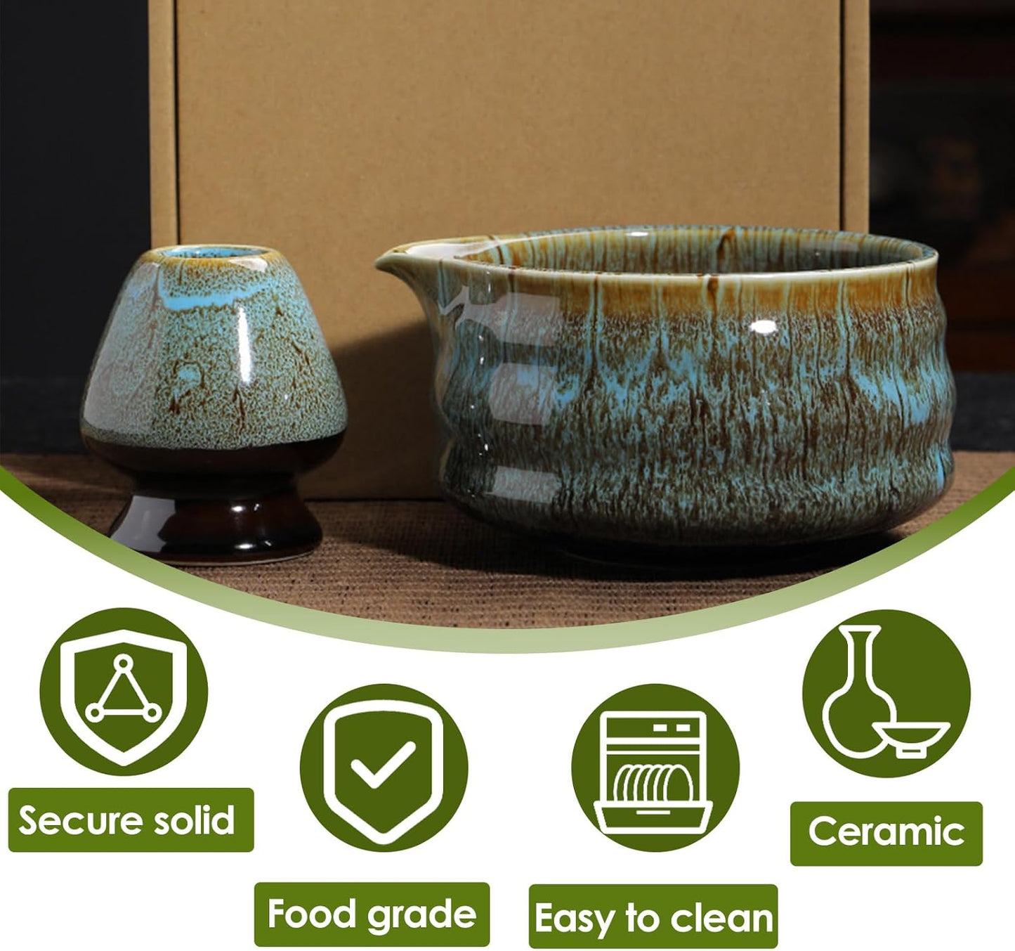 Matcha-Schüssel Keramik Starterset (2-teilig), Kiln Wird Blau