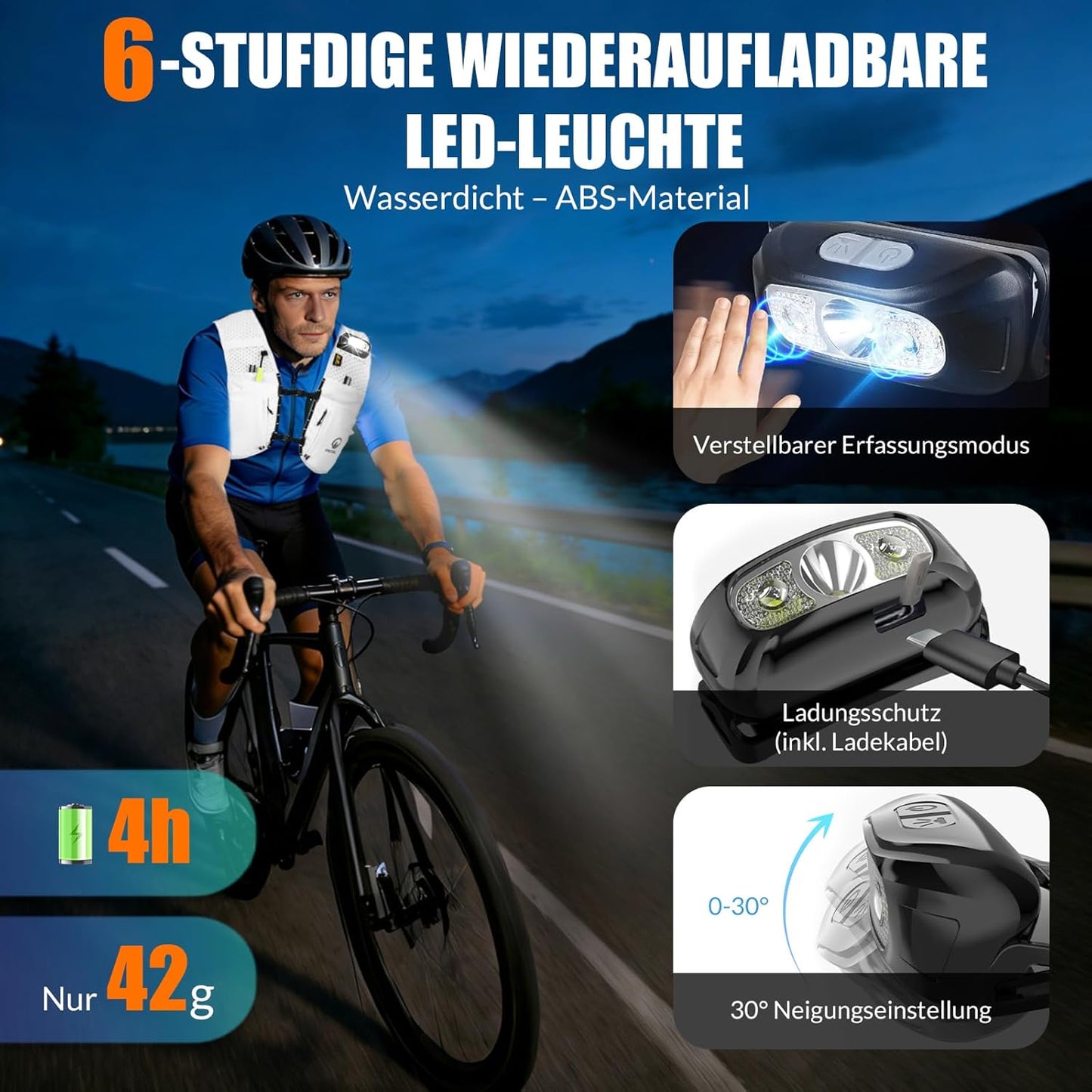 Trinkrucksack mit 2 faltbaren Trinkflaschen, weiss +2 Trinkflaschen