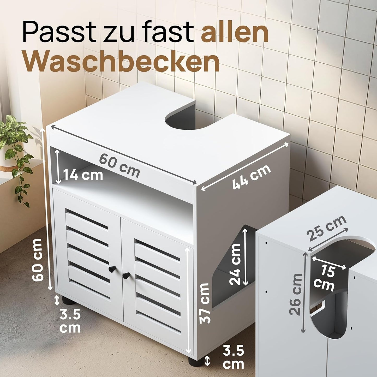 Katzenschrank für Katzenklo, Weiss
