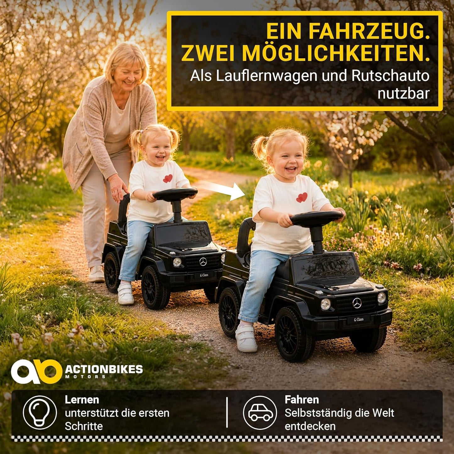 Lauflernwagen Mercedes G350d, Schwarz 2in1