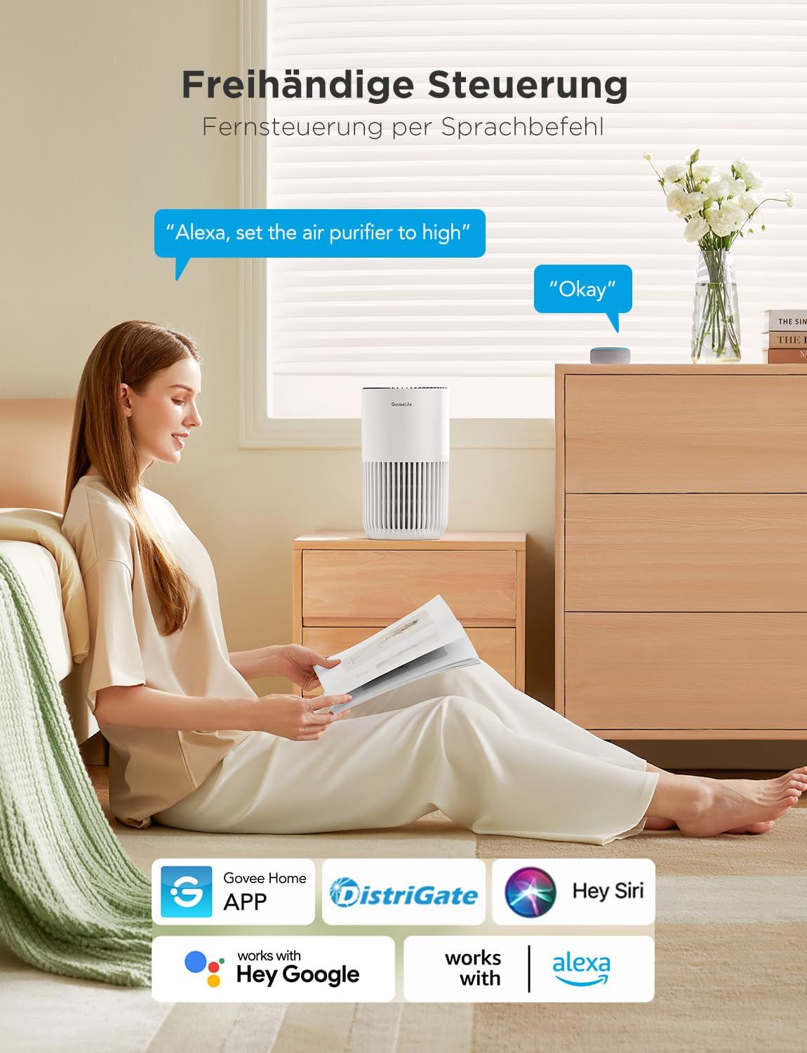 Mini-Luftreiniger H7127 mit HEPA Smart Filter & App-Steuerung
