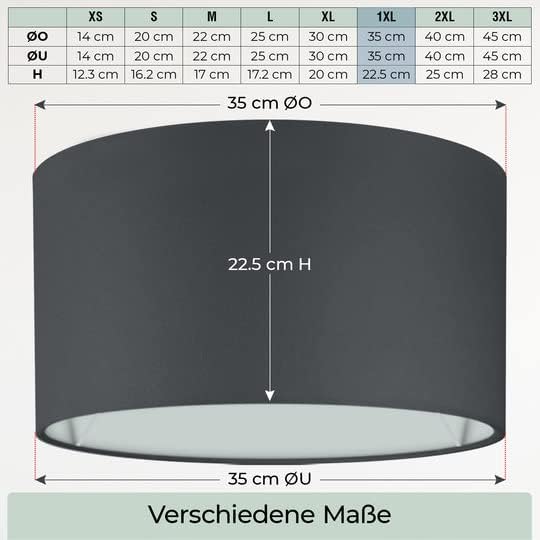 Lampenschirm, Schwarz Ø35cm | Höhe 22,5cm