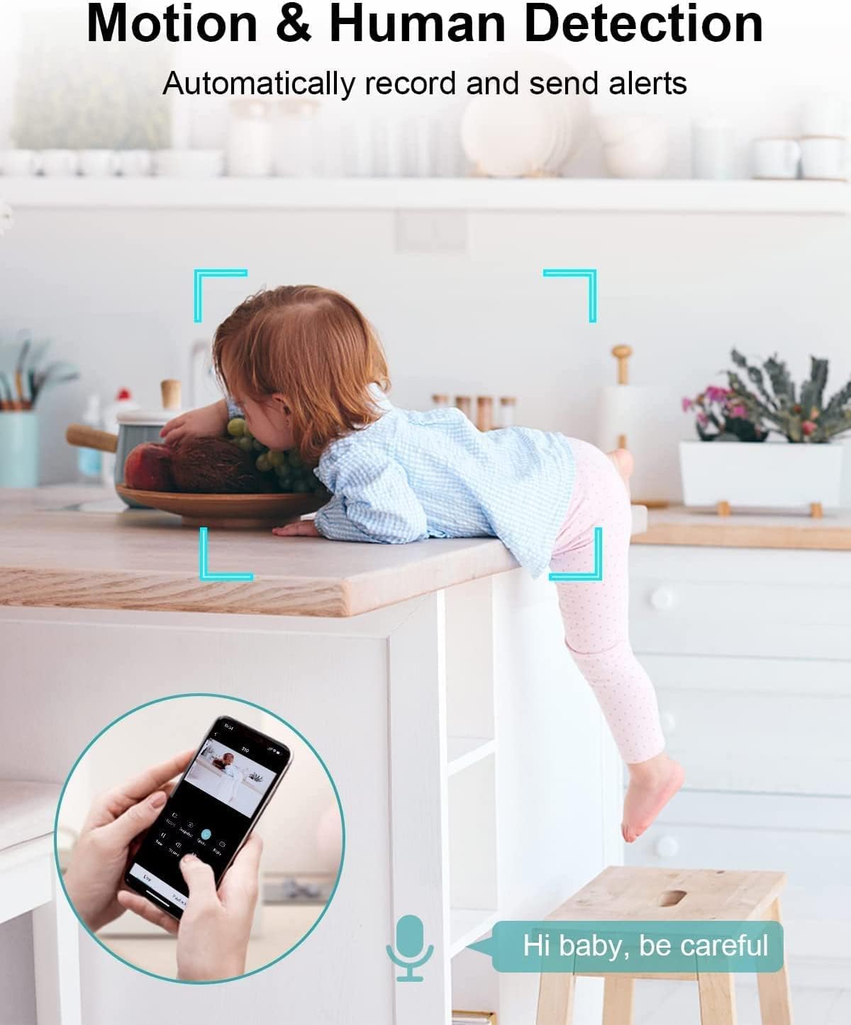 4MP/2.5K Innenüberwachungskamera mit App und magnetischem Standfuss, Packung mit 1