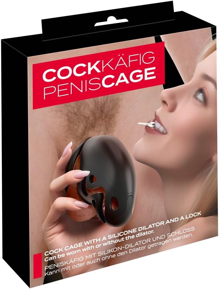 Anatomisch gebogener Peniskäfig mit Dilator, Schwarz