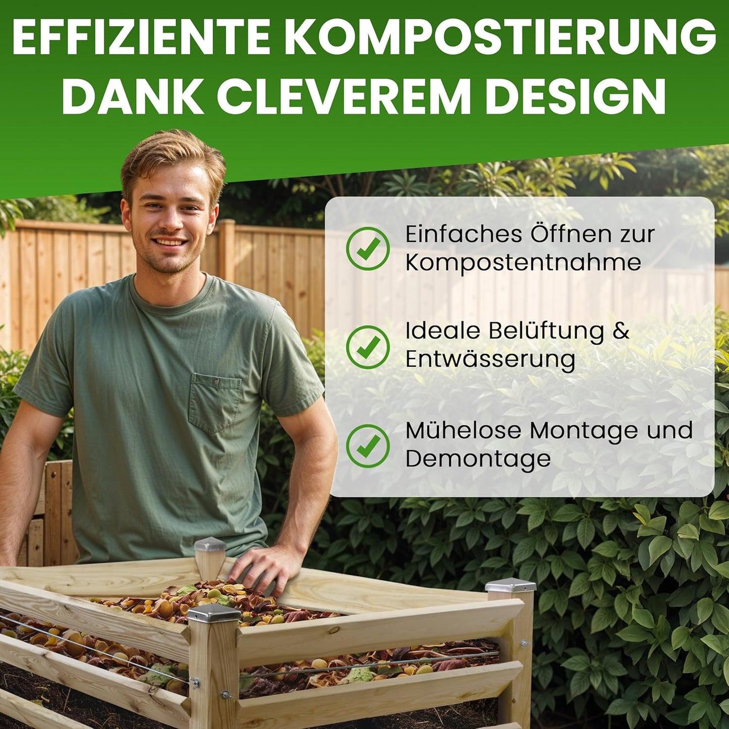 Holzkomposter, ca. 80x80 cm Höhe 80 cm