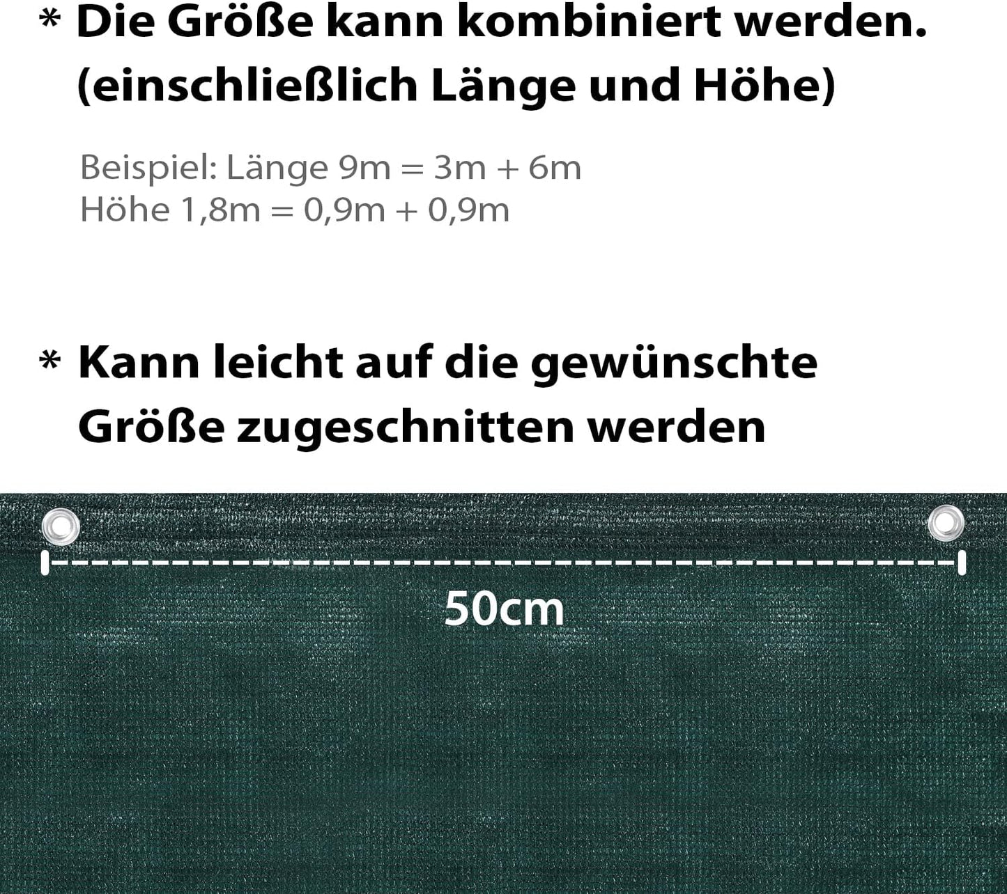 Balkonsichtschutz inkl. Kabelbinder, 0.9x5m (mit Kabelbinder) Grün