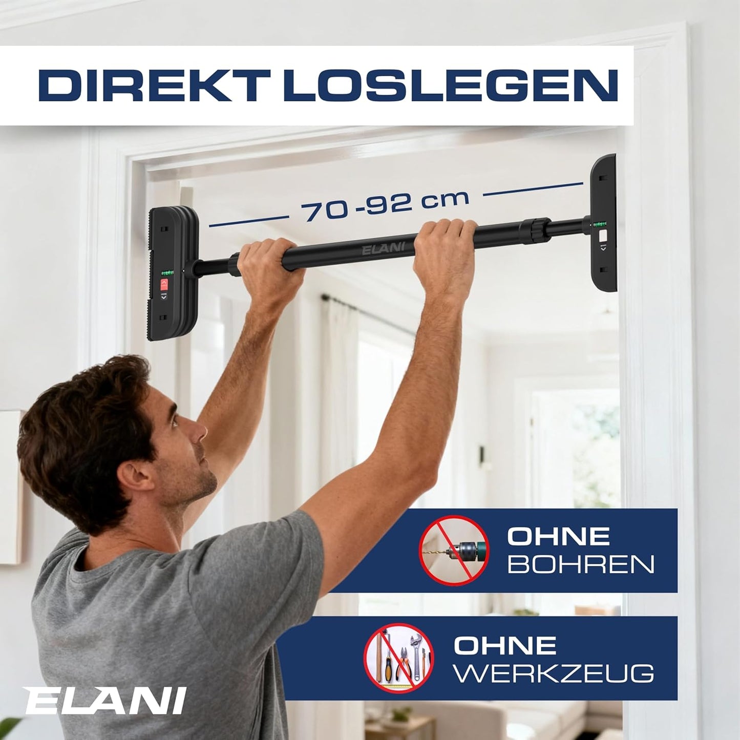 Klimmzugstange für Türrahmen, Schwarz