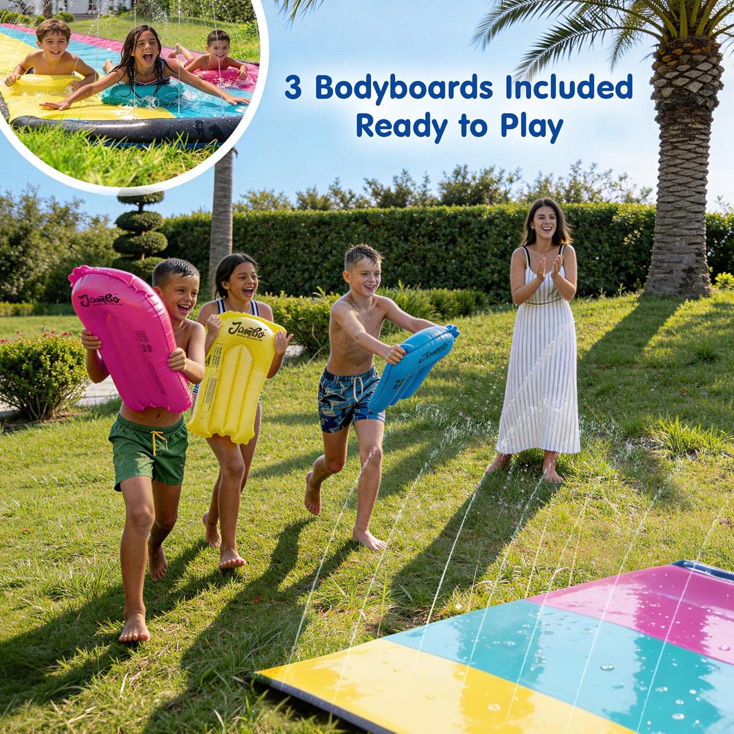 XL-Wasserrutsche mit Bodyboards, 610 cm, Sommerliche Atmosphäre