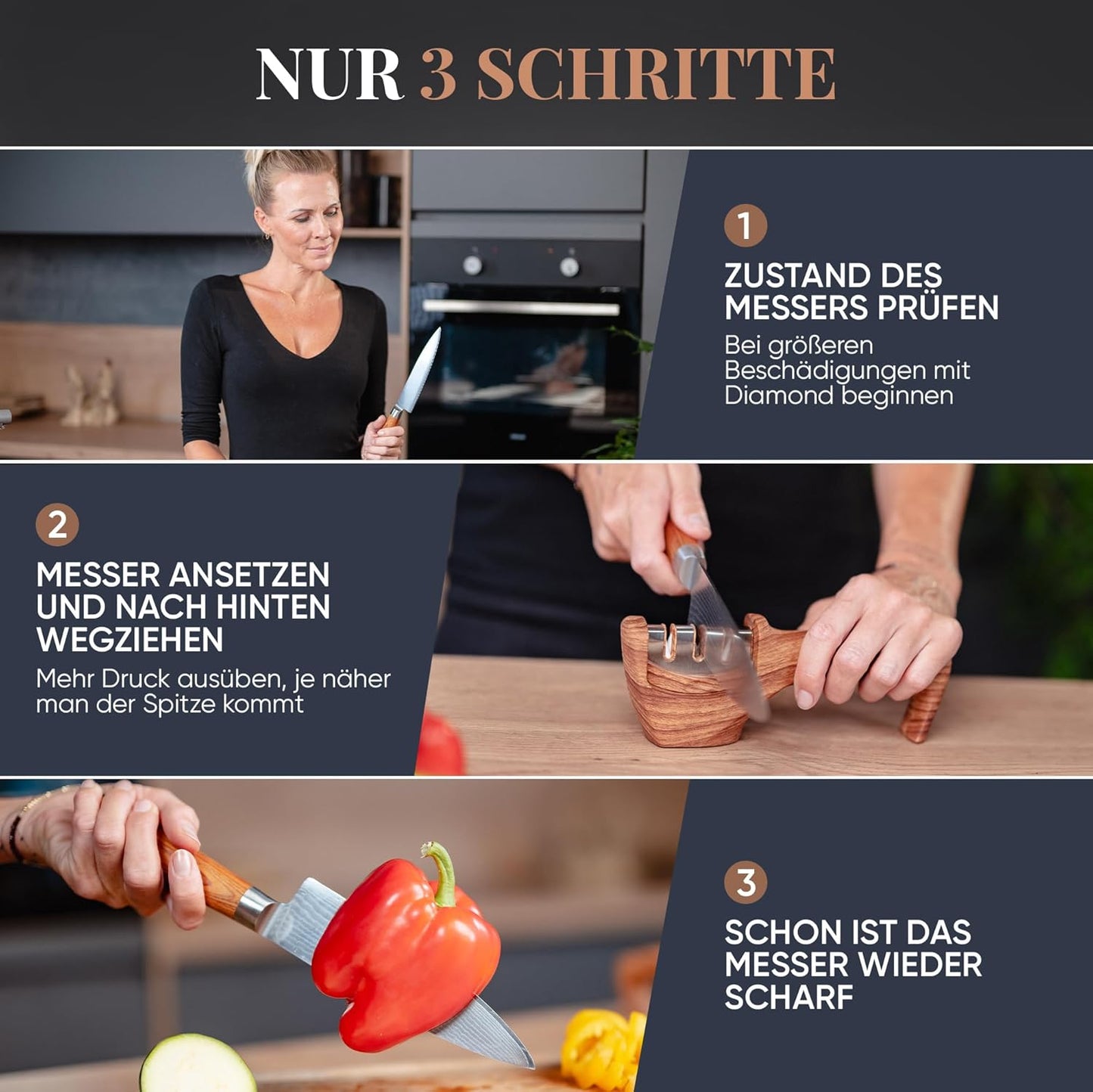Ergonomischer Profi-Messerschärfer für Küchenmesser