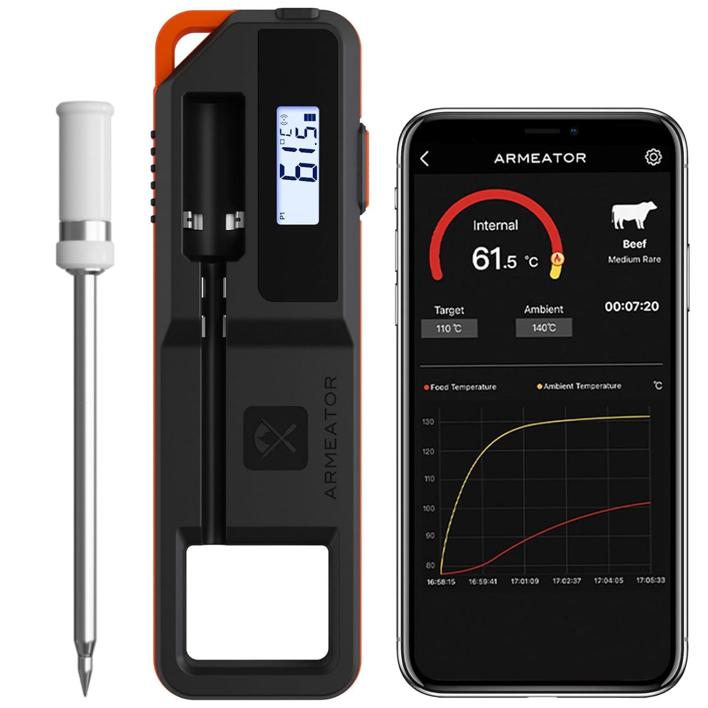 Digitales Grill- und Bratenthermometer mit Schnellanzeige, L