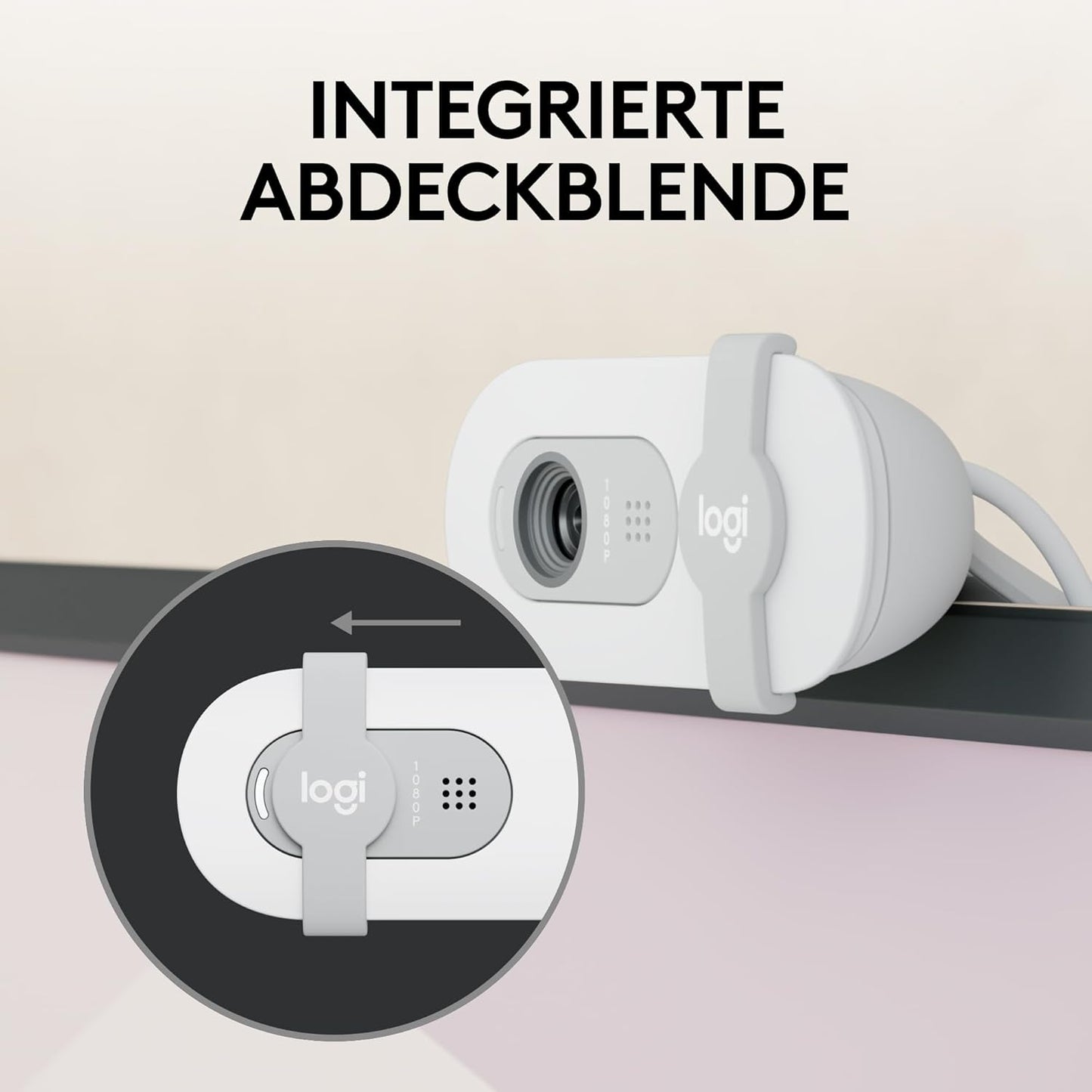 Brio 100 Full HD-Webcam mit Mikrofon und Abdeckblende, Weiß Brio 100